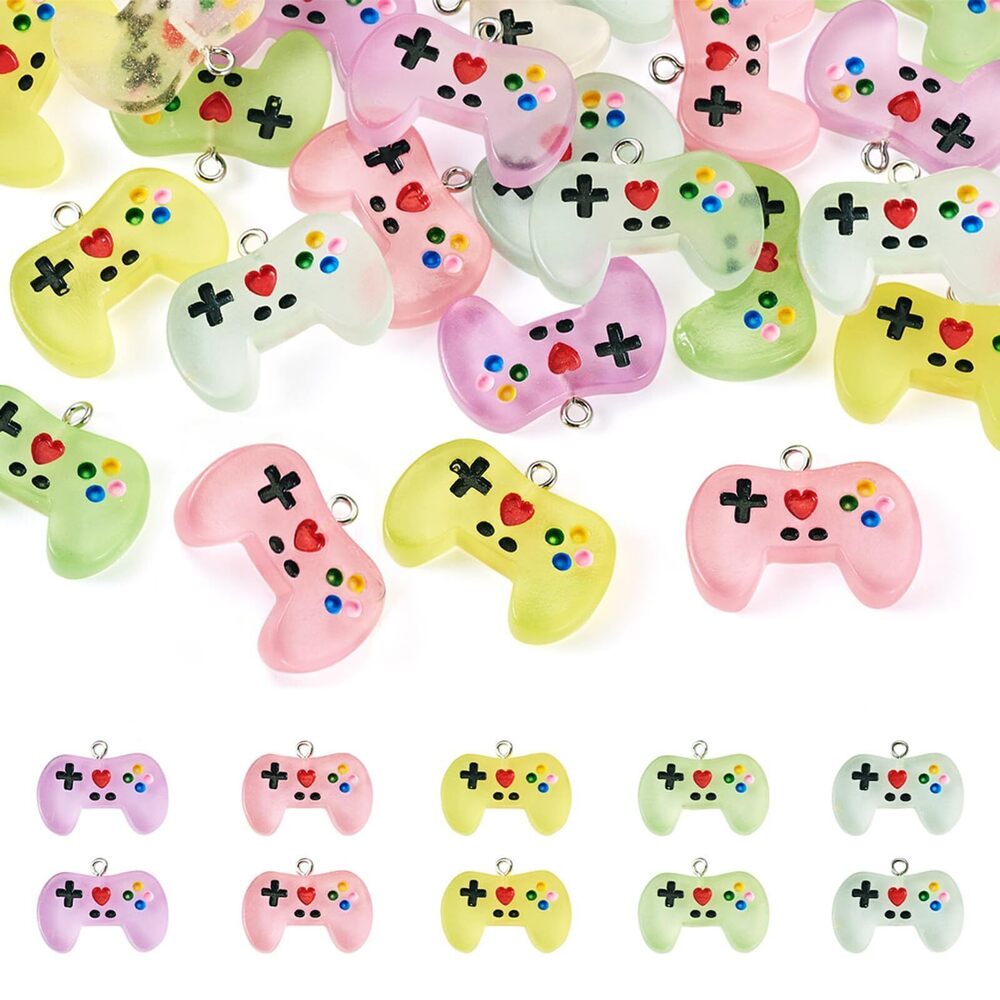 9793 24pcs Glow in the Dark Game Controller Charms Luminous Dangle Pendants